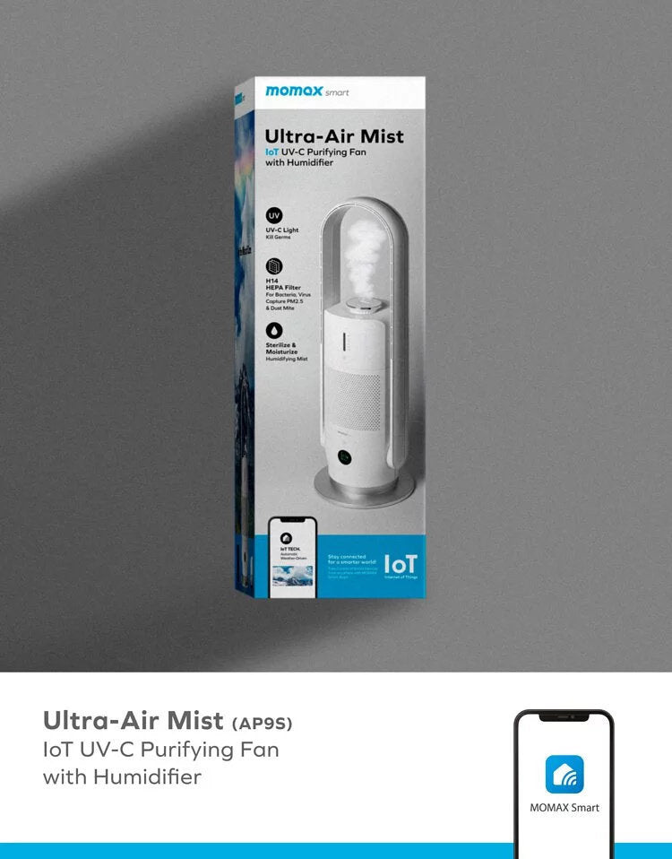 MOMAX - AP9S Ultra-Air Mist IoT Smart UV Air Purification and Humidification Fan