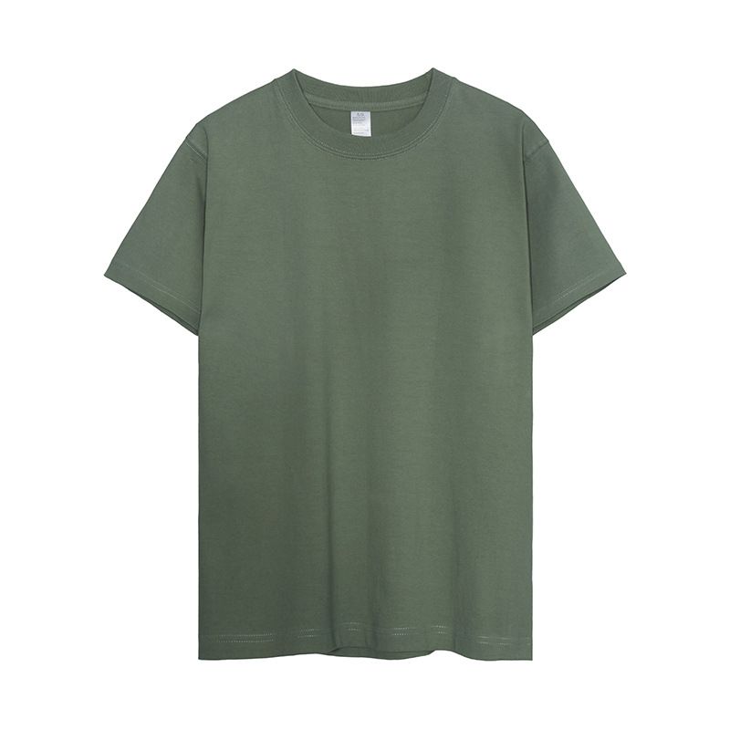 日系美式純棉300磅重磅復古純色圓領打底男女T恤