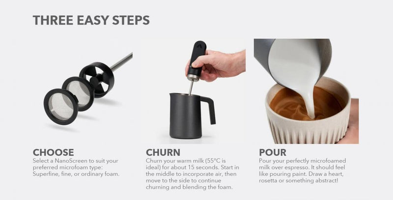 Subminimal - NanoFoamer Steam-free Portable Latte Art Milk Foam Wand | Coffee Latte Art | Electric Milk Frother | Milk Frothing Artifact