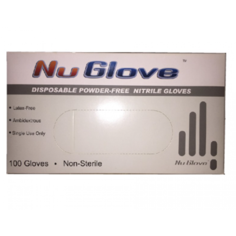 Nu Gloves (No Powder) Blue Nitrile Gloves Disposable Powder-Free Nitrile Glove