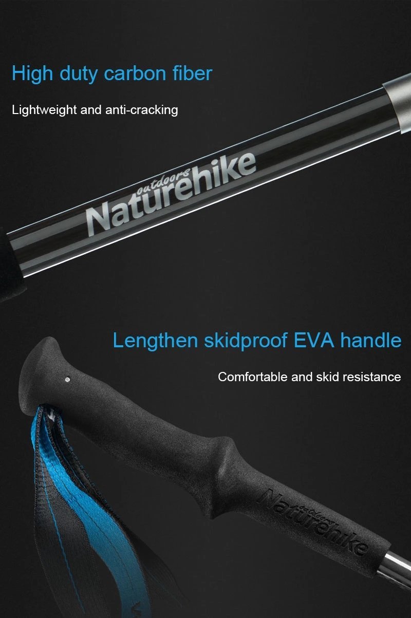 Naturehike - ST08 輕量碳纖維4節Z行山杖 (130cm) - 藍色