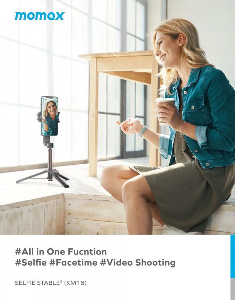 MOMAX - Selfie Stable3 Mini Stabilizer Selfie Tripod｜Mobile Phone Tripod｜Selfie Stick｜Selfie Stick｜Selfie Magic Stick｜Tilt KM16