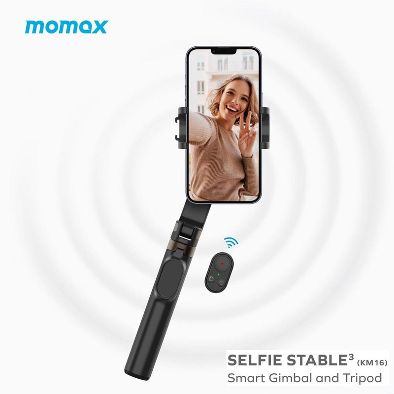 MOMAX - Selfie Stable3 Mini Stabilizer Selfie Tripod｜Mobile Phone Tripod｜Selfie Stick｜Selfie Stick｜Selfie Magic Stick｜Tilt KM16