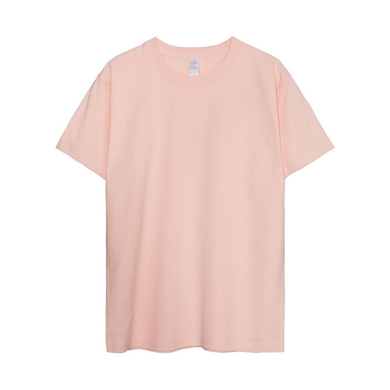 日系美式純棉300磅重磅復古純色圓領打底男女T恤