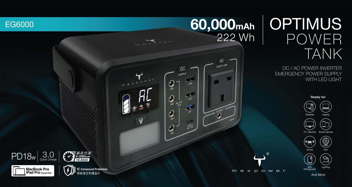 牛魔王 - EG6000 60,000mAh 流動 AC 電源｜外置備用電源
