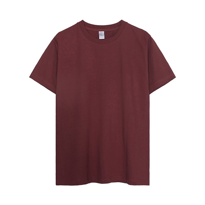 日系美式純棉300磅重磅復古純色圓領打底男女T恤
