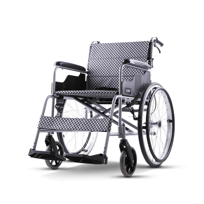 Karma lightweight aluminum alloy wheelchair with handbrake (big black checkered wheels)