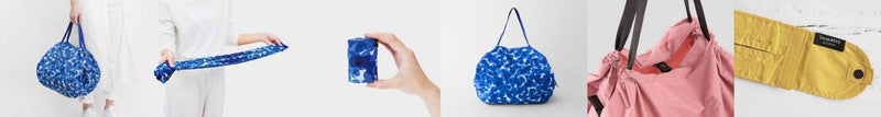 Shupatto - Compact Bag Extremely fast folding storage bag (M SIze)｜Marna｜Shopping bag｜Eco-friendly bag｜Quick storage｜Pocket bag-SEN (Stripe)