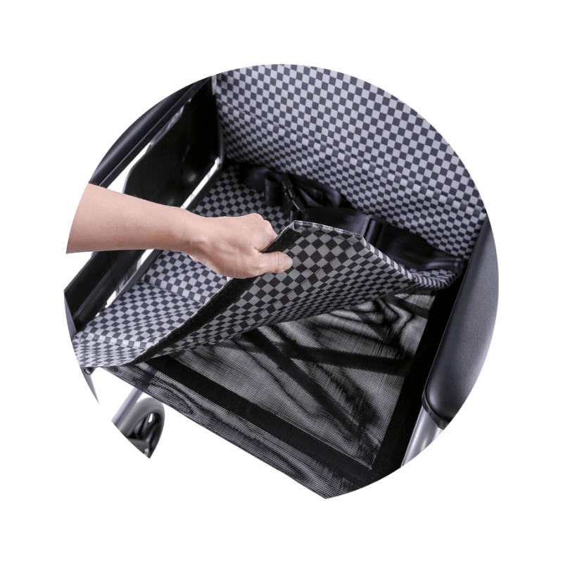 Karma lightweight aluminum alloy wheelchair with handbrake (big black checkered wheels)