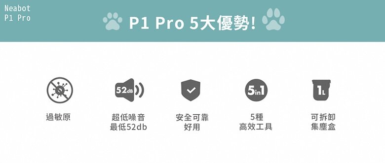 Neabot - P1 Pro 五合一寵物剃毛美容套件和吸塵器｜梳毛｜除廢毛｜剃毛｜集毛