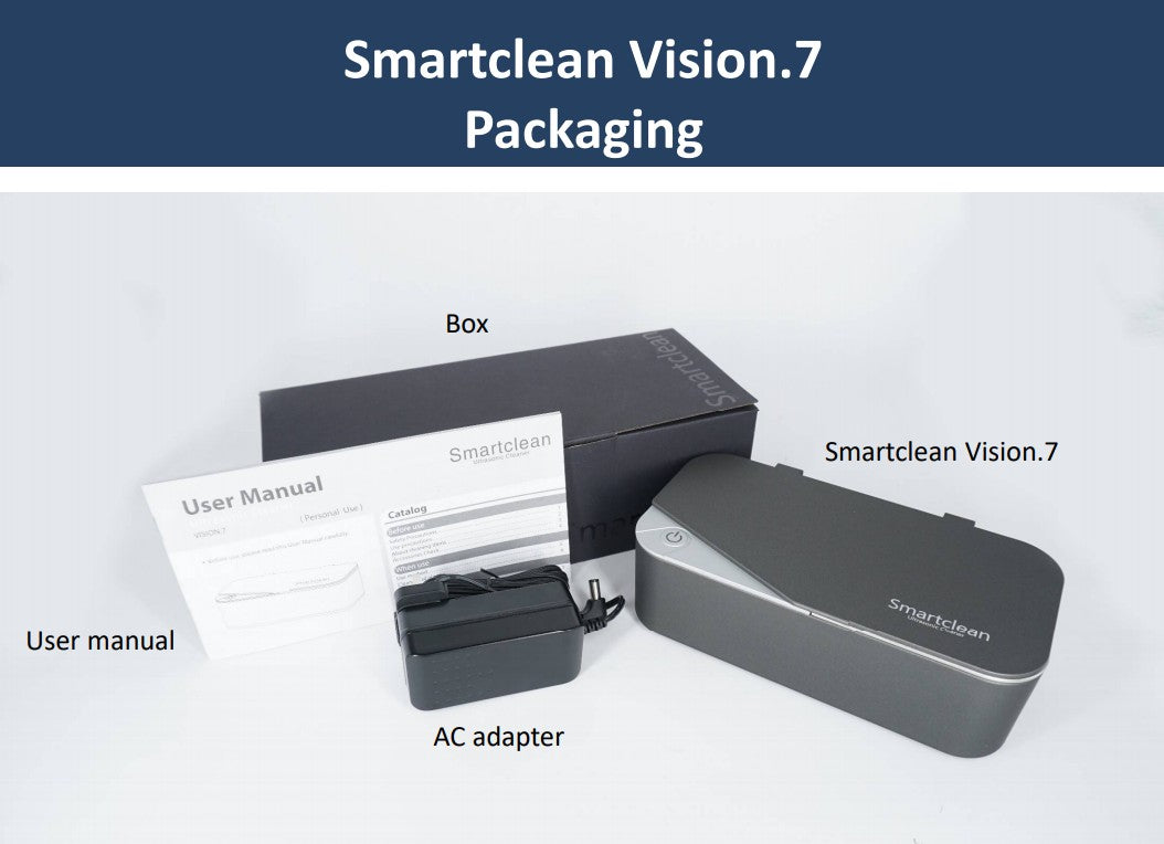 Smartclean - Ultrasonic Glasses Cleaner Vision.7 Upgraded Version - Dark Gray [Licensed in Hong Kong]