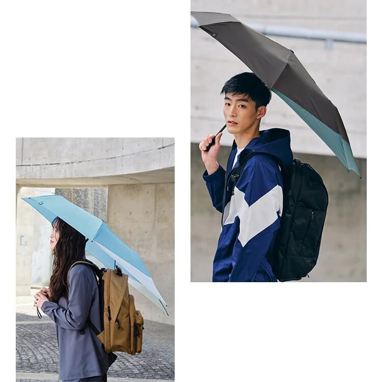 WPC - 2022 UNISEX Umbrella Back Extended Folding Umbrella UX004｜WPC｜Can be used in rain or shine｜Retractable Umbrella｜Anti-UV｜Anti-UV｜Sunscreen｜Twin Umbrella - Navy Blue/Camel