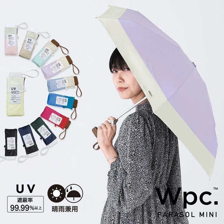 WPC - PATCHED TINY Mini rain or shine folding umbrella (801-6423) - Black