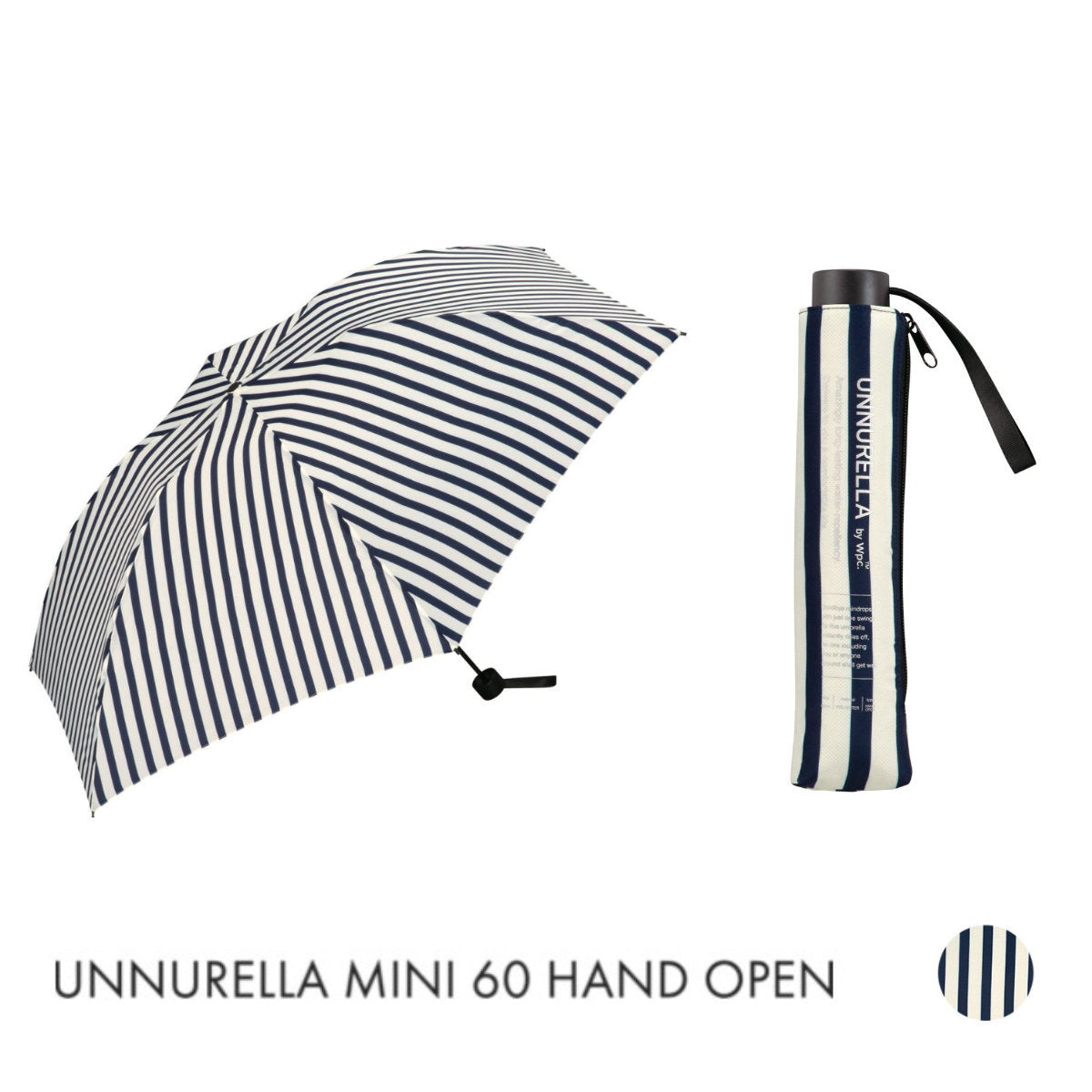 WPC - UNNURELLA MINI 60 Super Waterproof Folding Umbrella UN002 - Blue and White Straight Room