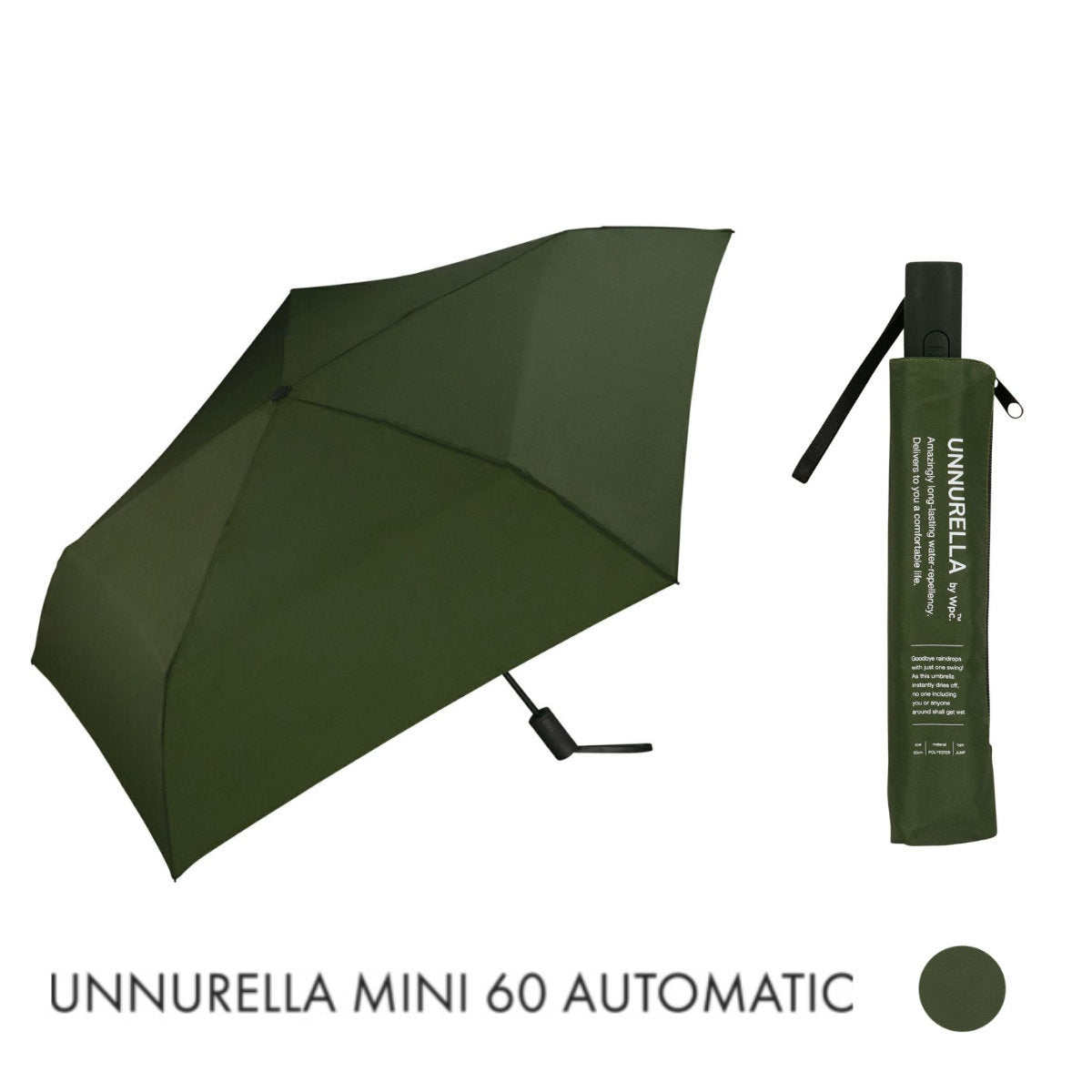 WPC - [Automatic switch model] UNNURELLA MINI 60 super waterproof folding umbrella UN003 - Khaki Green