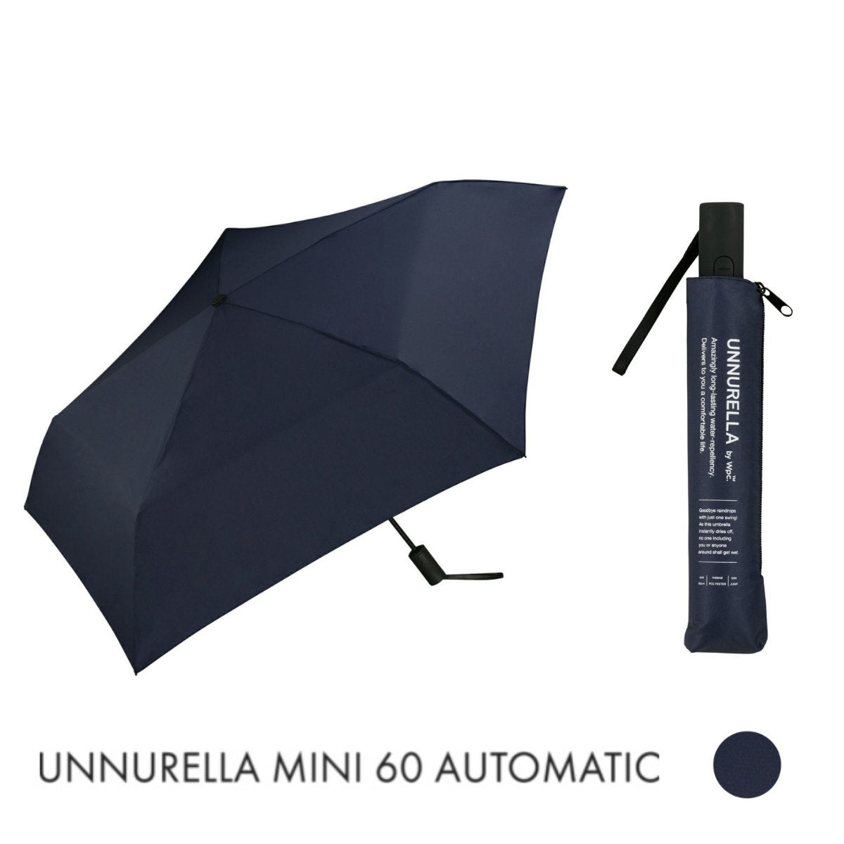 WPC - [Automatic switch model] UNNURELLA MINI 60 super waterproof folding umbrella UN003 - dark blue