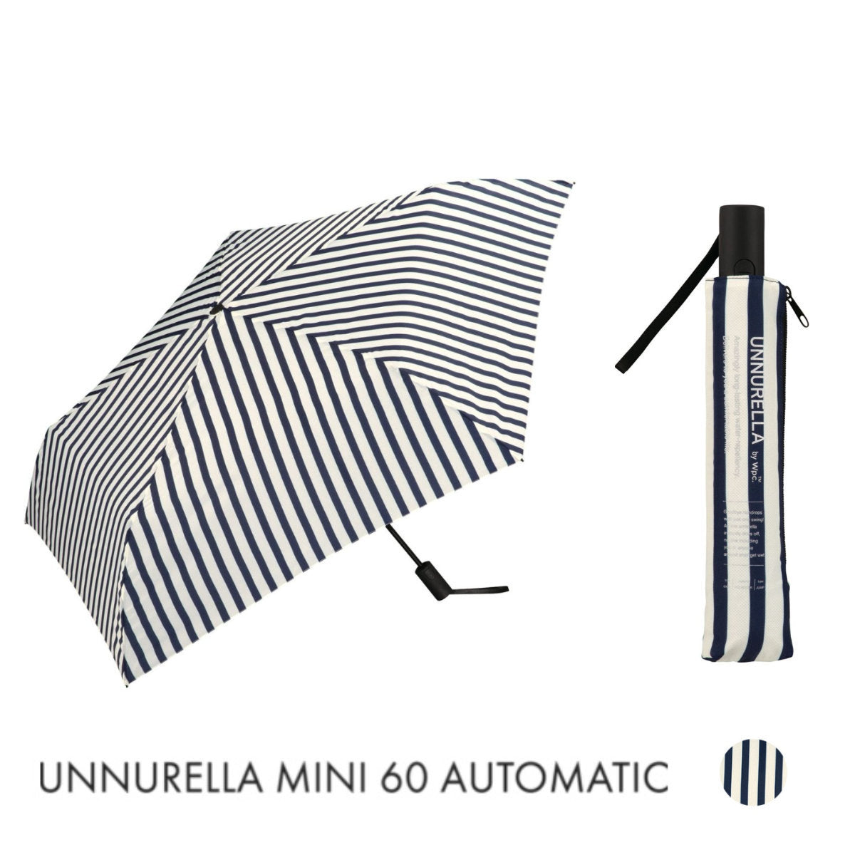 W.P.C. - 【自動開關款】UNNURELLA MINI 60 超跣水折疊傘 UN003 - 藍白直間