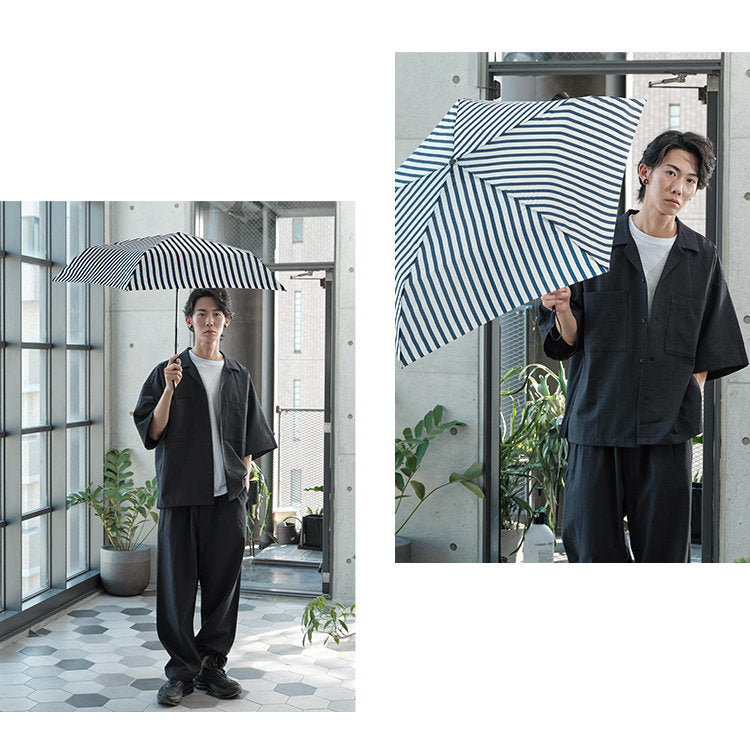 W.P.C. - 【自動開關款】UNNURELLA MINI 60 超跣水折疊傘 UN003 - 藍白直間