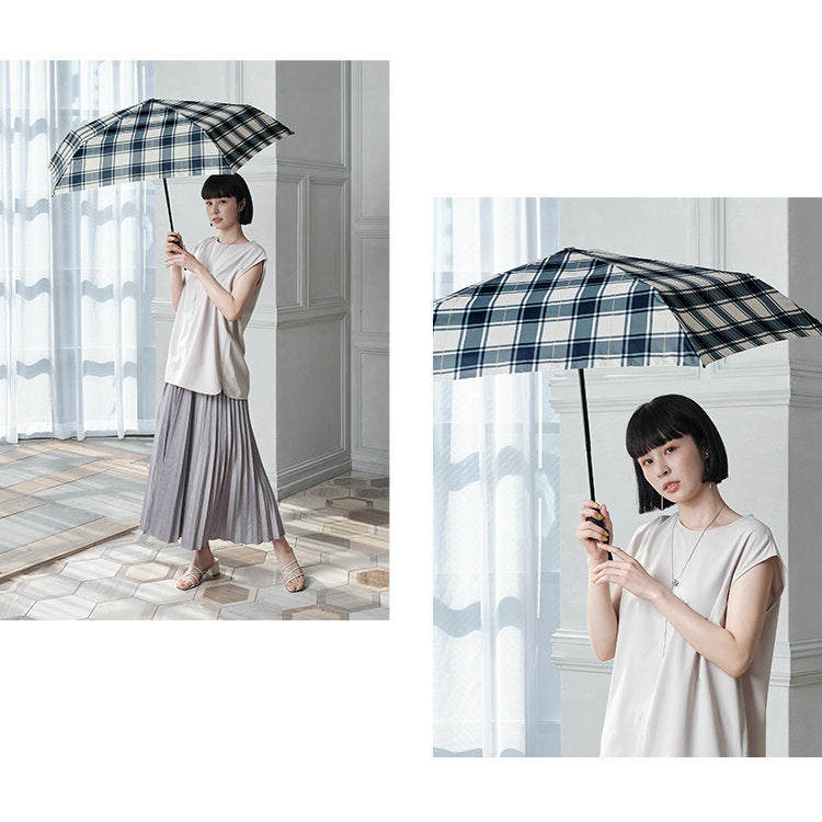 WPC - [Automatic switch model] UNNURELLA MINI 60 super waterproof folding umbrella UN003 - Blue and white straight room