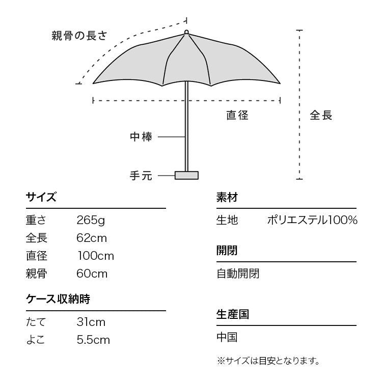 W.P.C. - 【自動開關款】UNNURELLA MINI 60 超跣水折疊傘 UN003 - 藍白直間