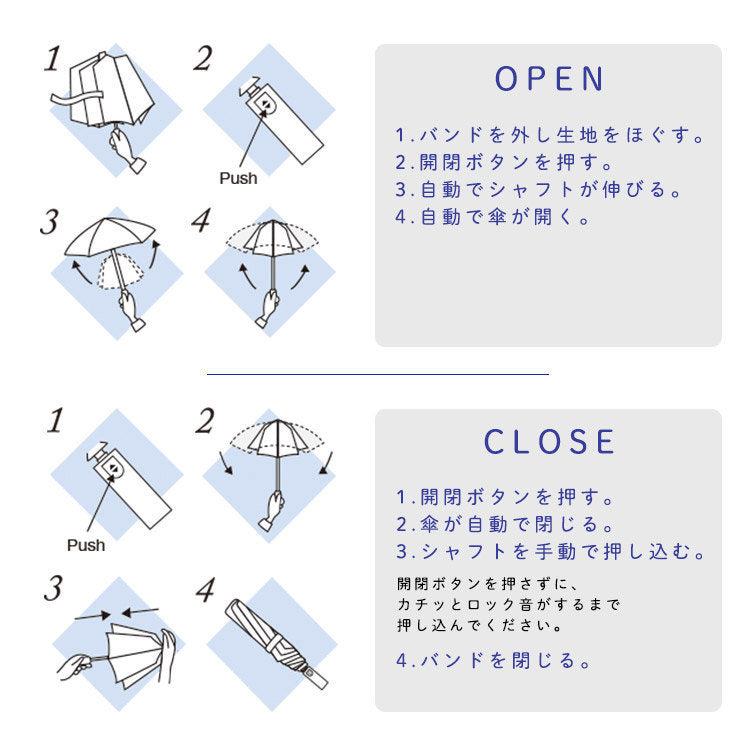 WPC - [Automatic switch model] UNNURELLA MINI 60 super waterproof folding umbrella UN003 - Blue and white straight room