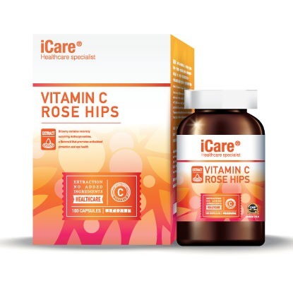 ICare - Vitamin C 1000 ROSE HIPS (100 capsules) powerful antioxidant against free radicals