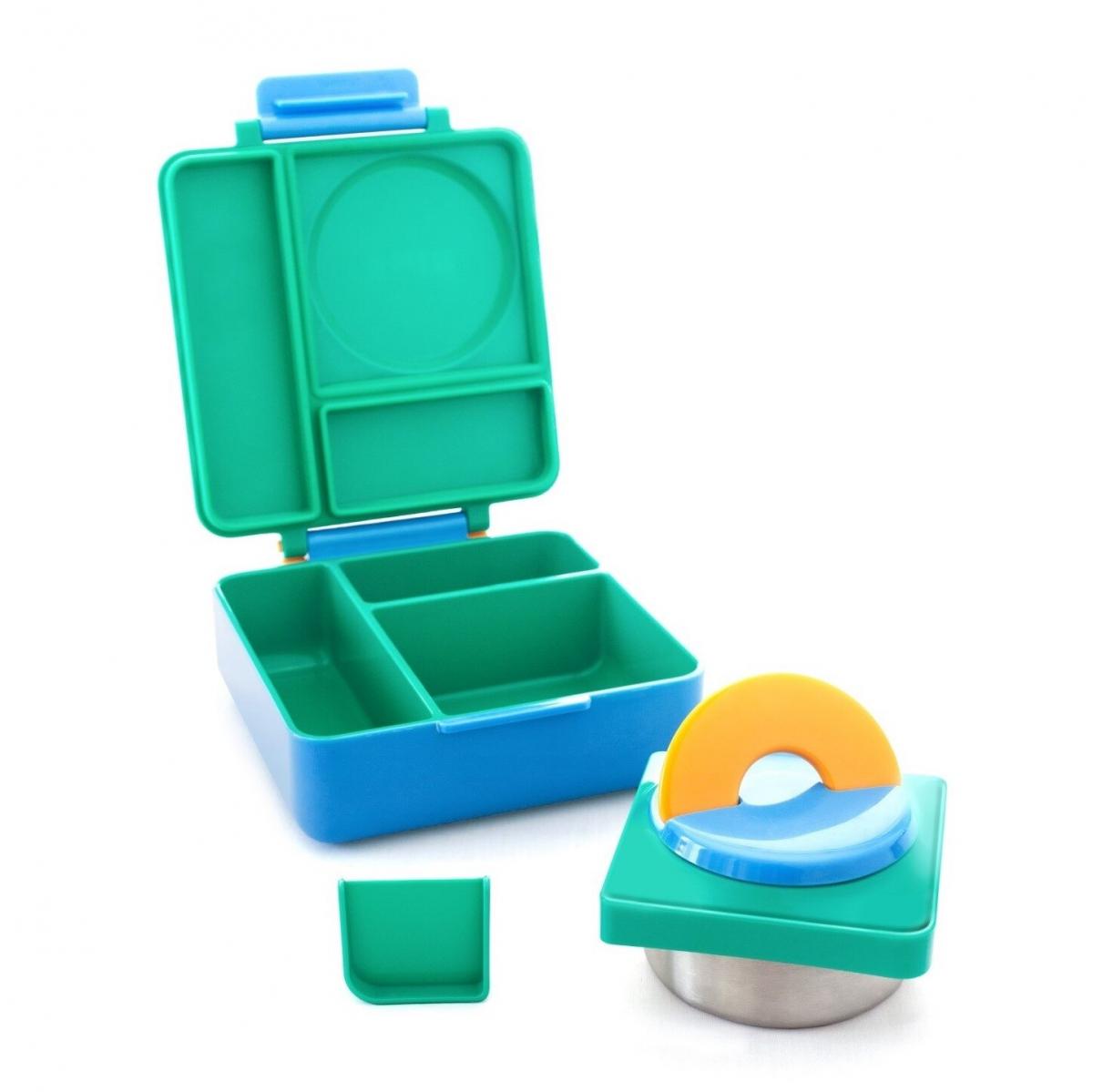 OmieBox - Hot and cold three-layer leak-proof lunch box - Blue Green