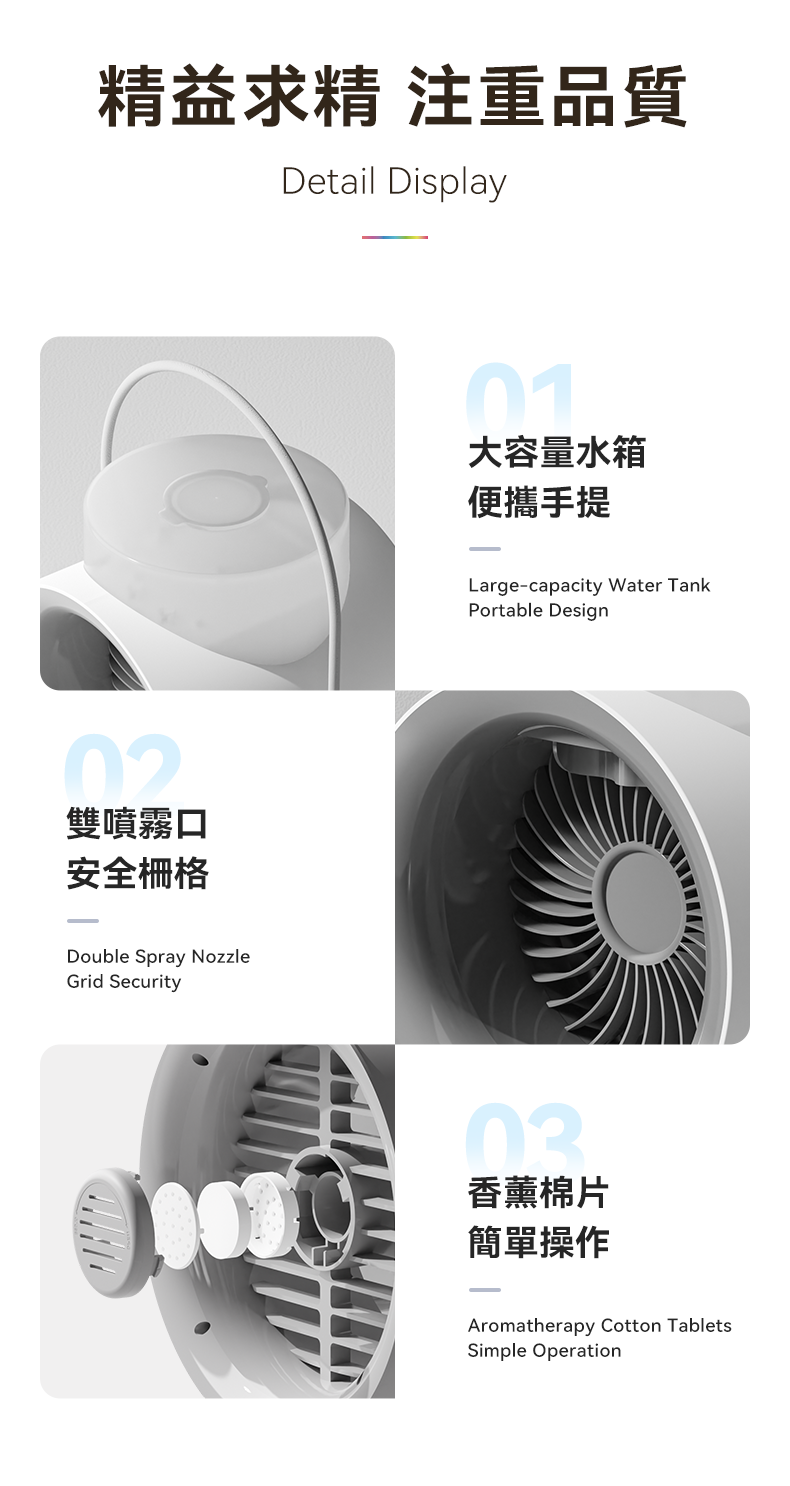 Newedo - Movable Shaking Water Cooled Light Fan｜Mobile Air Conditioner｜Air Cooler｜Portable WT-F50