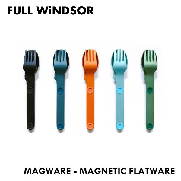 Full Windsor - Magware Environmentally Friendly Magnetic Tableware｜Camping Tableware Set｜Portable｜Travel Tableware｜Magnetic Tableware｜Knife｜Fork｜Spoon｜Storage Bag- Charcoal Black