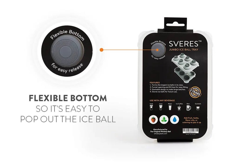 Sveres jumbo - Round cold drink ice balls｜Big whiskey ice balls｜Ice molds｜Silicon ice trays｜BPA free｜2.5"｜6.3 cm