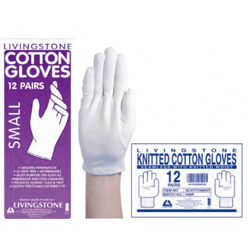 Livingstone Cotton Gloves White seamless knitted cotton gloves