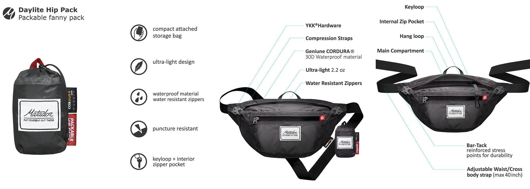 MATADOR - DayLite Waterproof Foldable Waist Bag - Gray