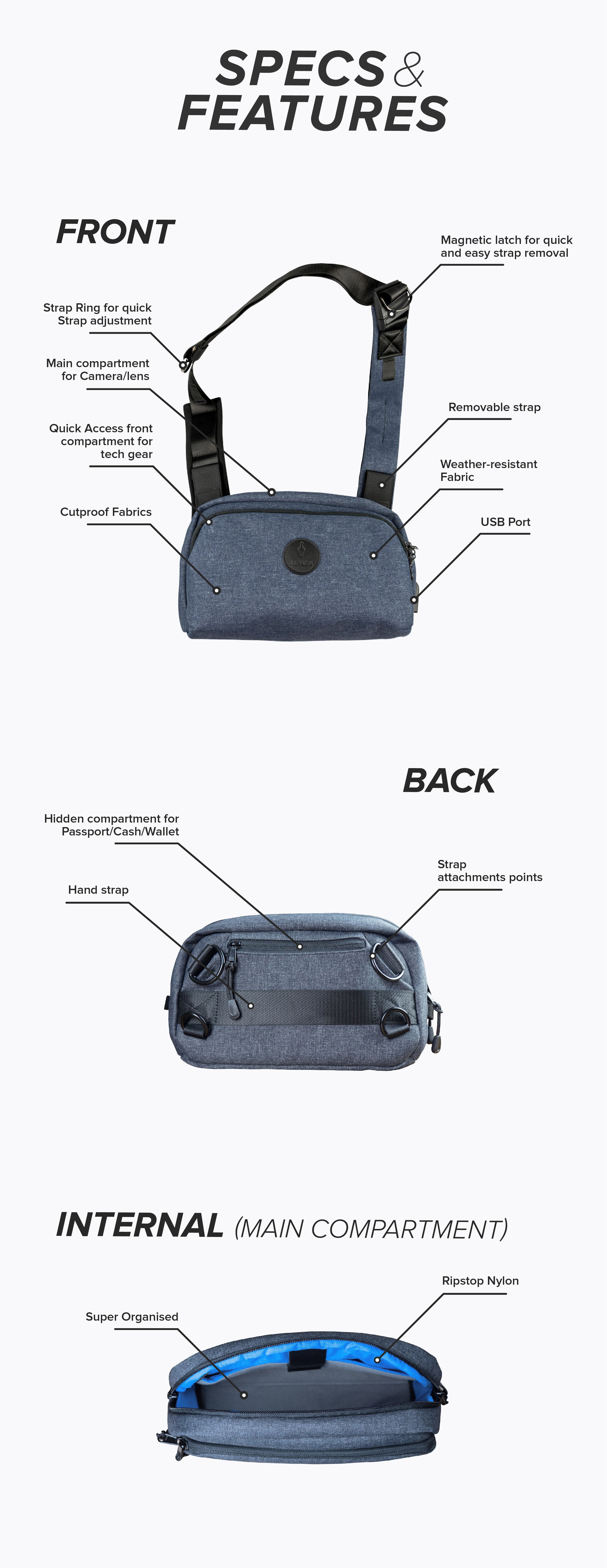 Australia ALPAKA - Go Sling multifunctional anti-theft carrying bag - black
