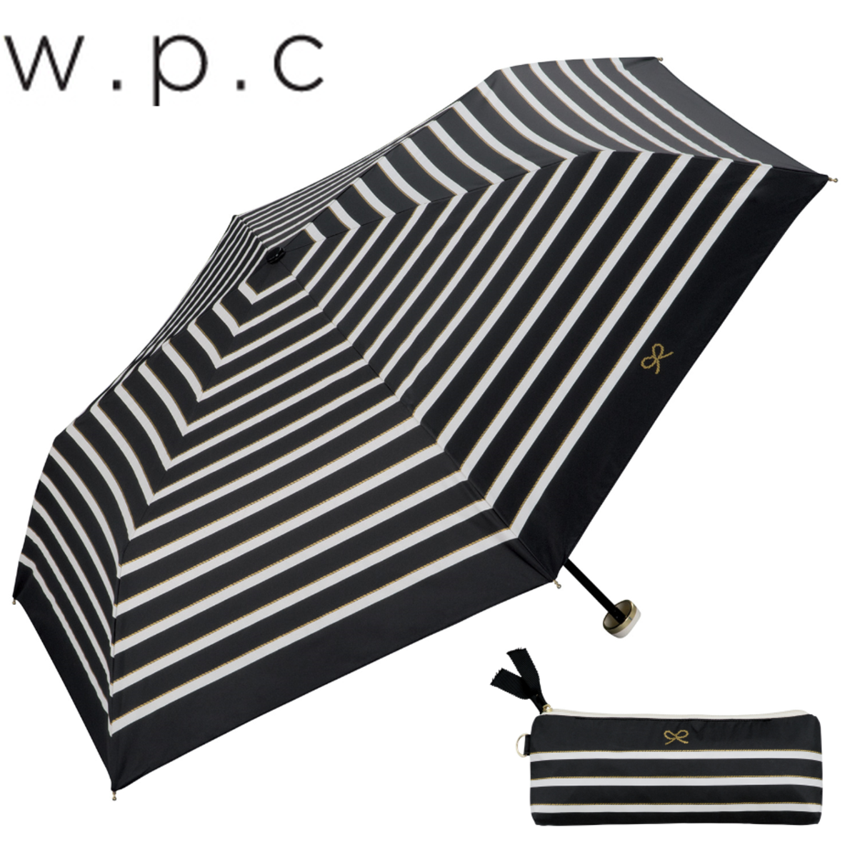 W.P.C. - 日本防UV/隔熱優質輕巧50cm縮骨遮 - 蝴蝶繩結/黑色