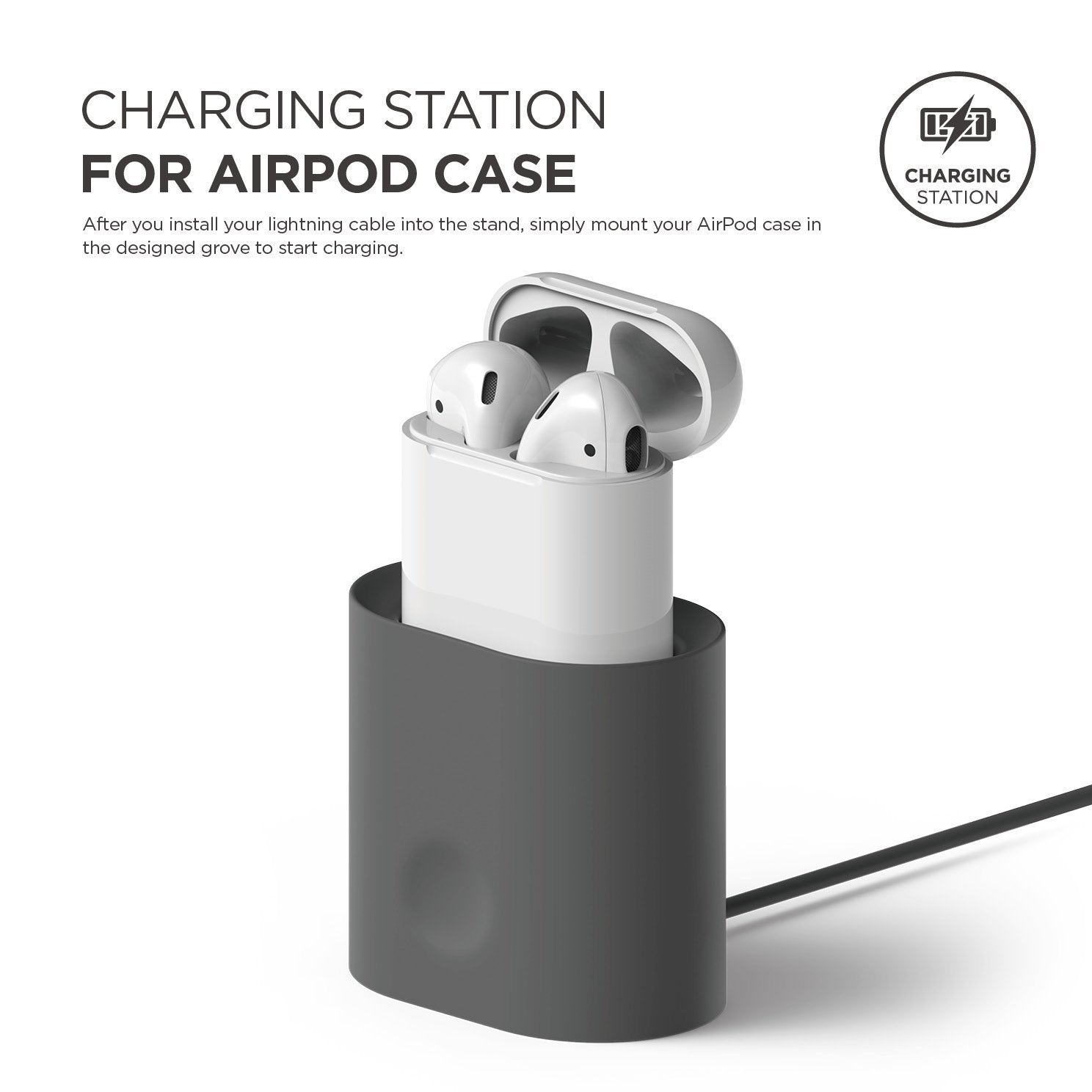Elago - Airpods Charging Case Stand Charging Stand - Dark Gray