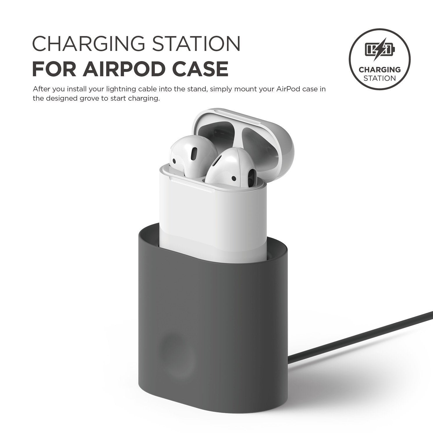 Elago - Airpods 充電盒立架充電座 - 深灰色
