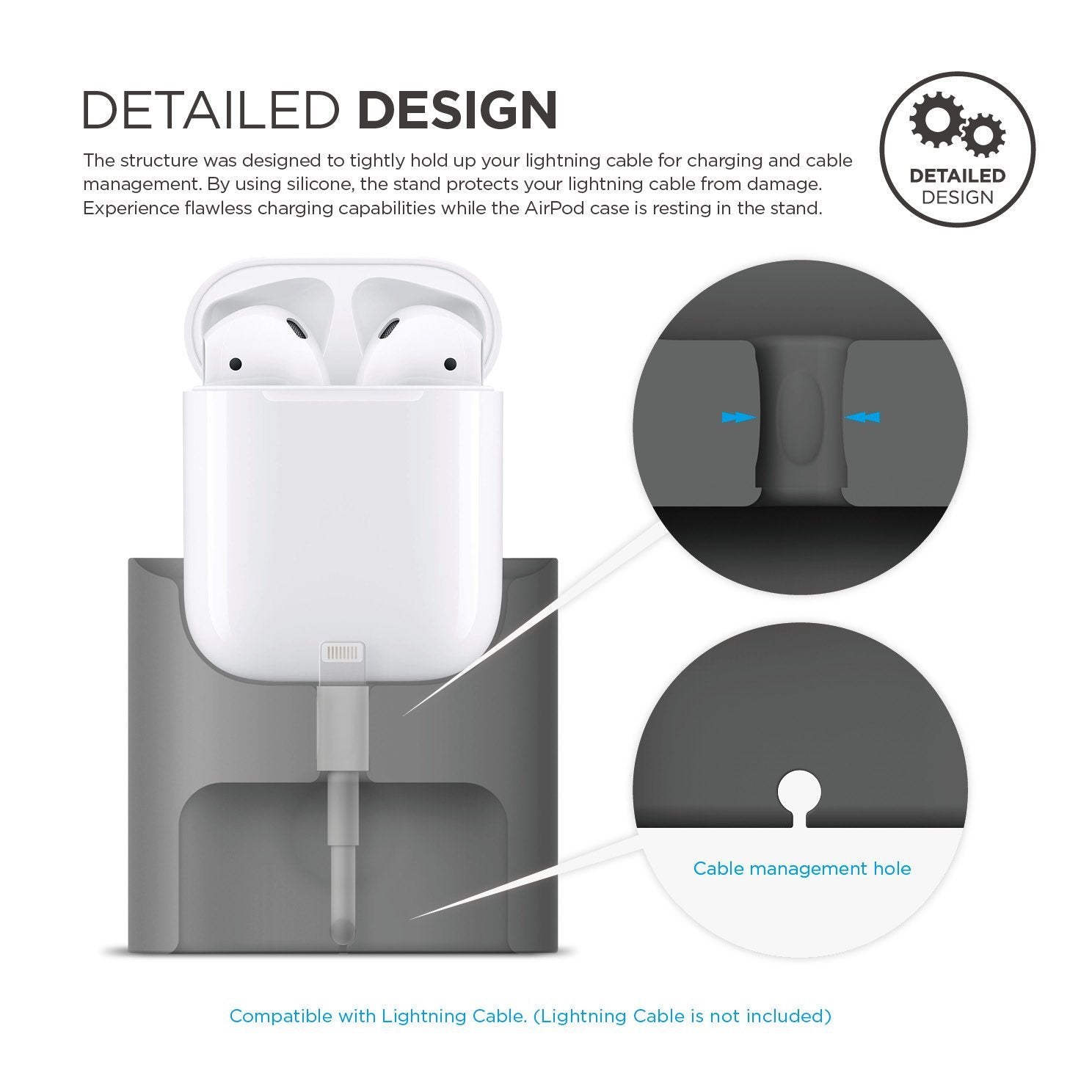 Elago - Airpods 充電盒立架充電座 - 深灰色