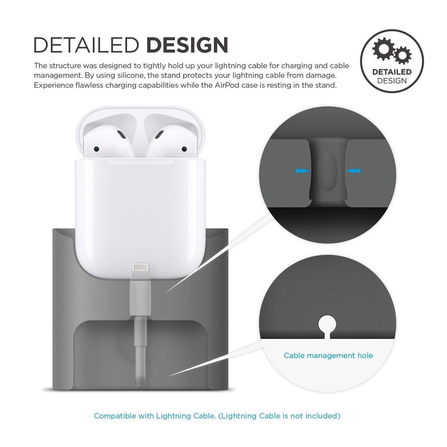 Elago - Airpods Charging Case Stand Charging Stand - Dark Gray