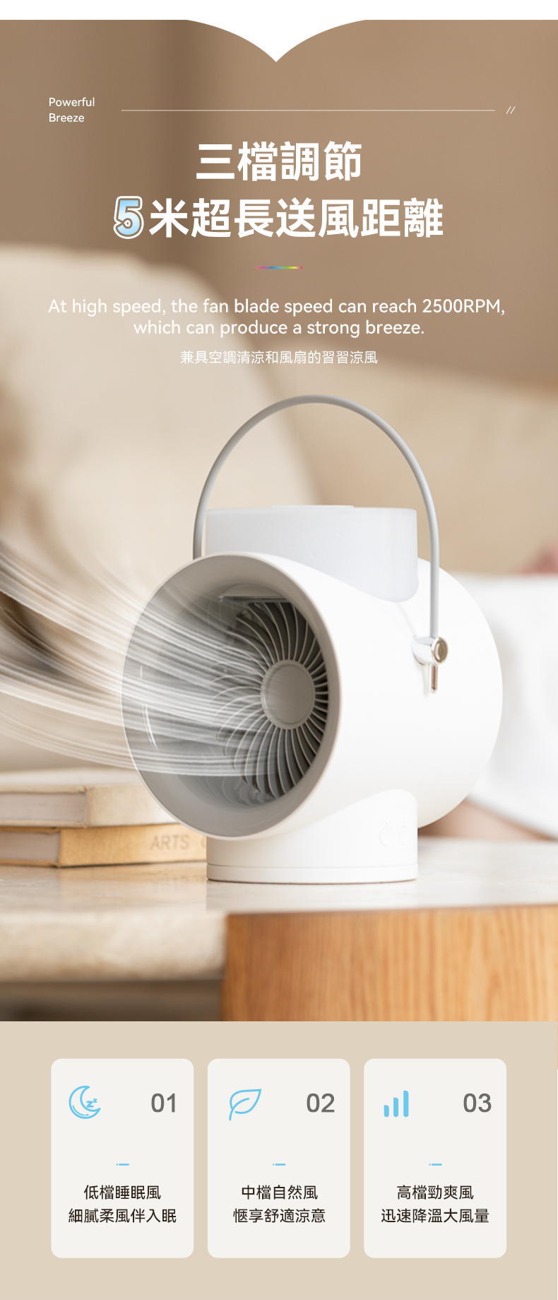 Newedo - Movable Shaking Water Cooled Light Fan｜Mobile Air Conditioner｜Air Cooler｜Portable WT-F50
