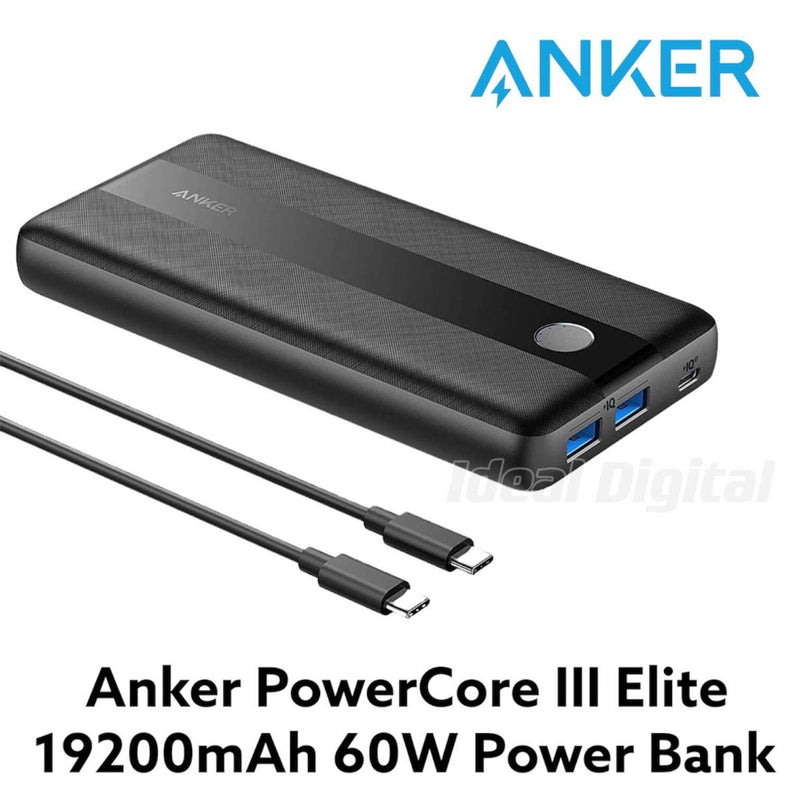 Anker - PowerCore III Elite 19200mAh 60W Power Bank A1284｜535 Power Bank｜Flow Battery｜Urine Bag