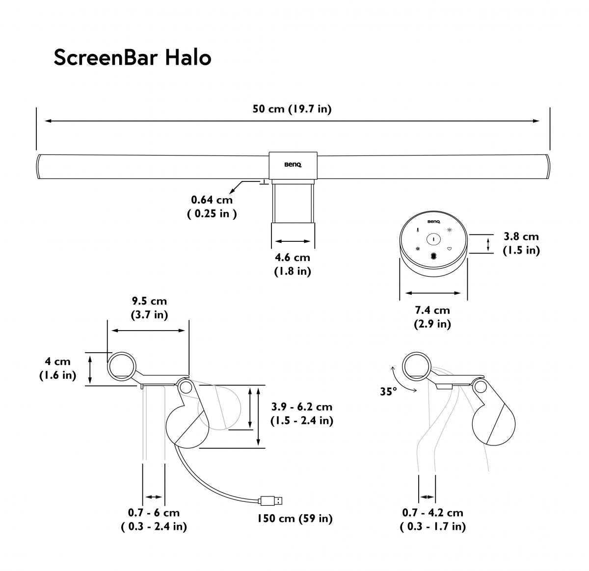 BENQ - ScreenBar Halo screen smart hanging light | screen hanging light 