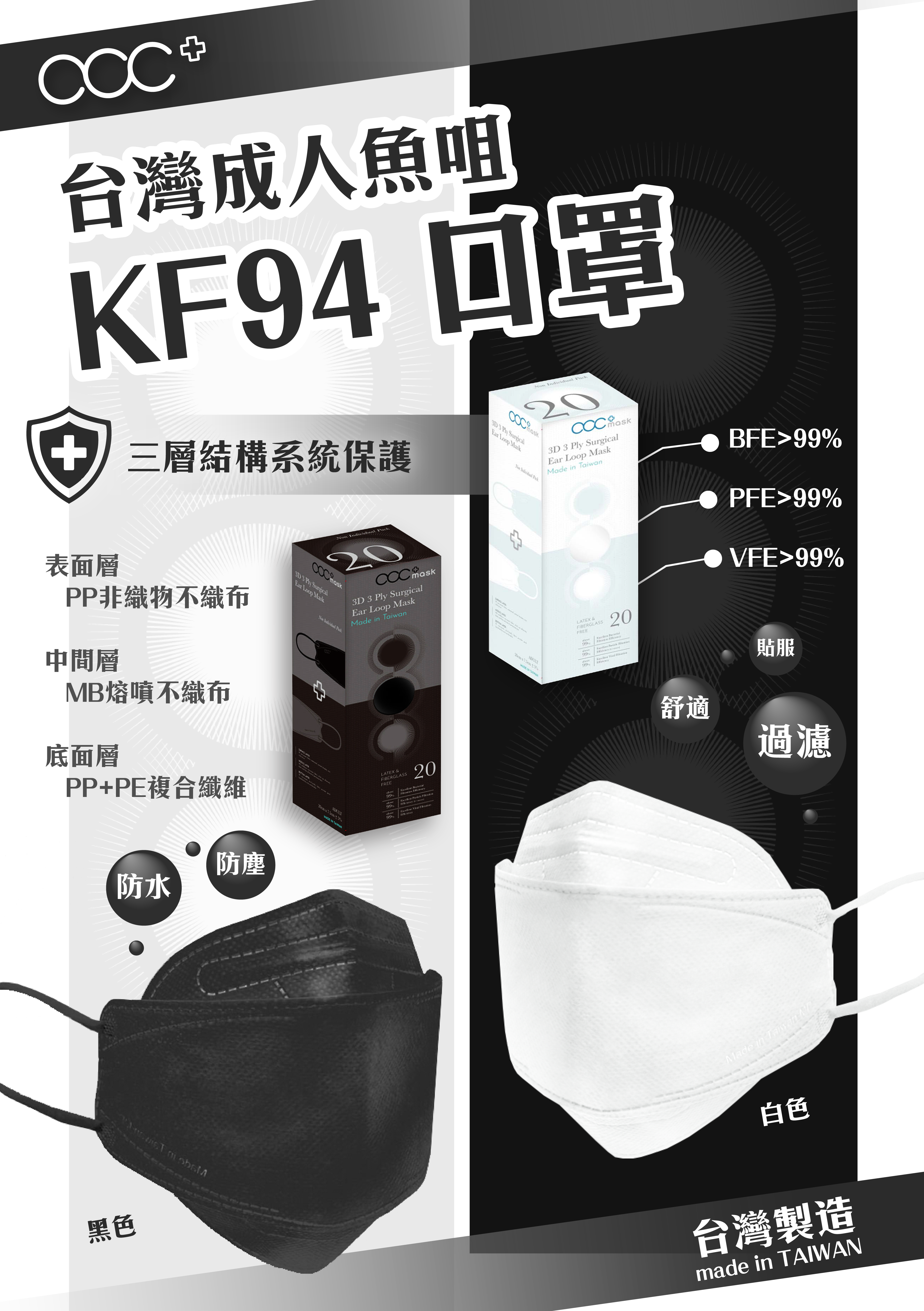acc+ 台灣KF94魚咀成人口罩