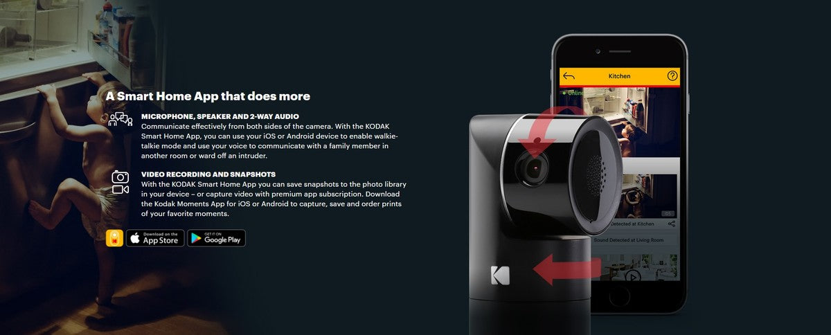 Kodak - CHERISH F685 Smart Full HD PTZ Home Camera [Licensed in Hong Kong]