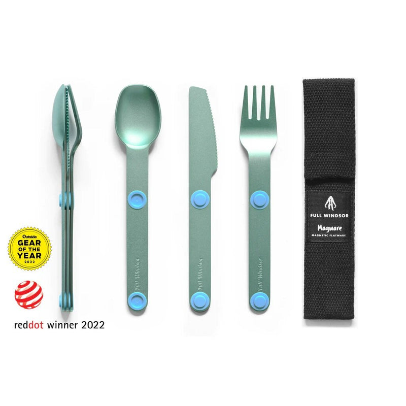 Full Windsor - Magware Environmentally Friendly Magnetic Tableware｜Camping Tableware Set｜Portable｜Travel Tableware｜Magnetic Tableware｜Knife｜Fork｜Spoon｜Storage Bag- Charcoal Black