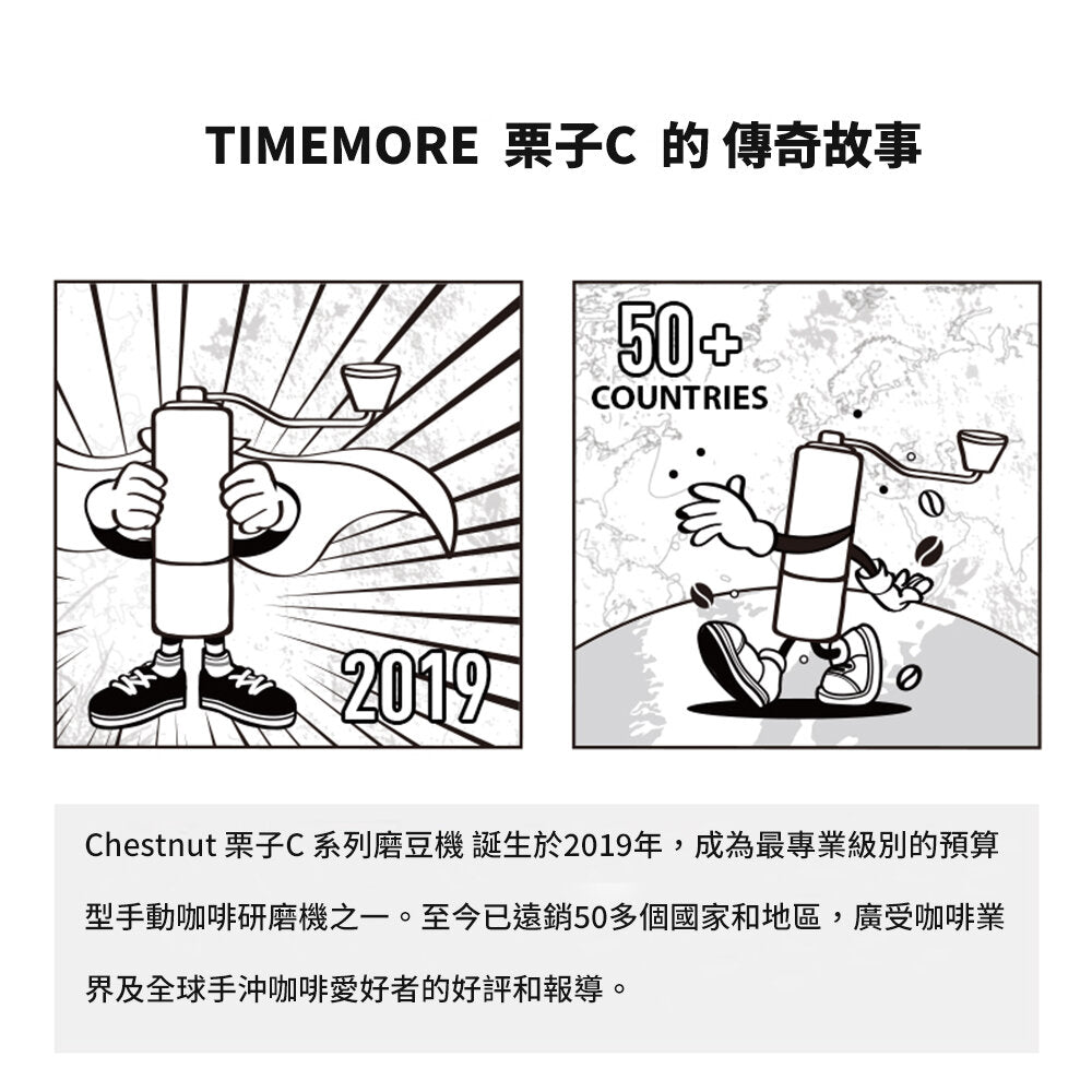 Timemore - 泰摩 栗子C3手搖磨豆機｜手磨｜手沖咖啡｜手動磨豆機｜不鏽鋼磨芯 - 曜石黑