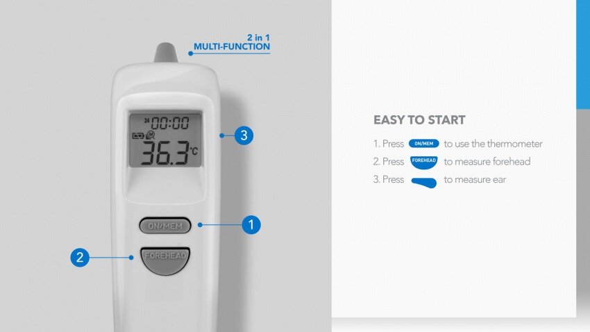 MOMAX - 1-Health 2-in-1 infrared non-contact thermometer HL2 | forehead probe | ear probe | thermometer | thermometer | heat detector