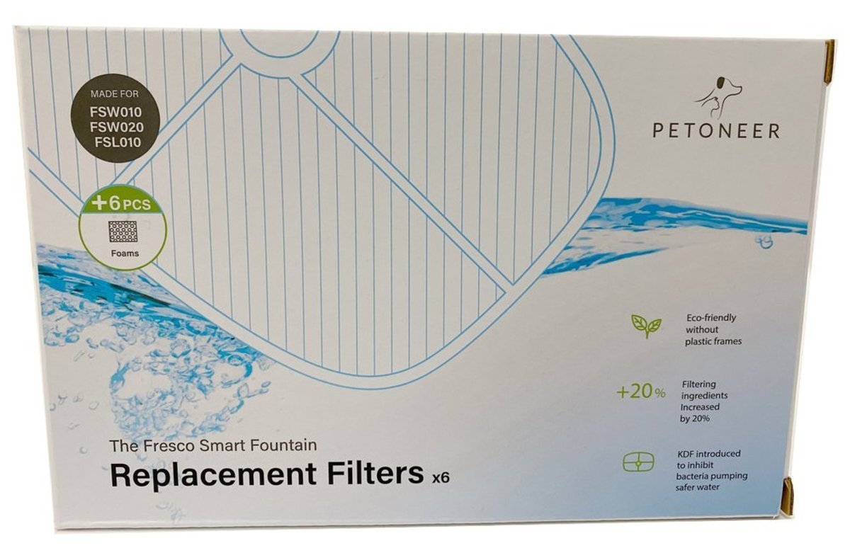 Petoneer - Fresco special filter element and sponge replacement pack (6 pieces) [original and genuine]