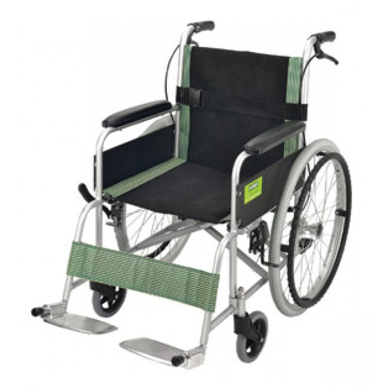 Aidapt British Folding Wheelchair Attendant Propelled Transport Wheelchair (Green)