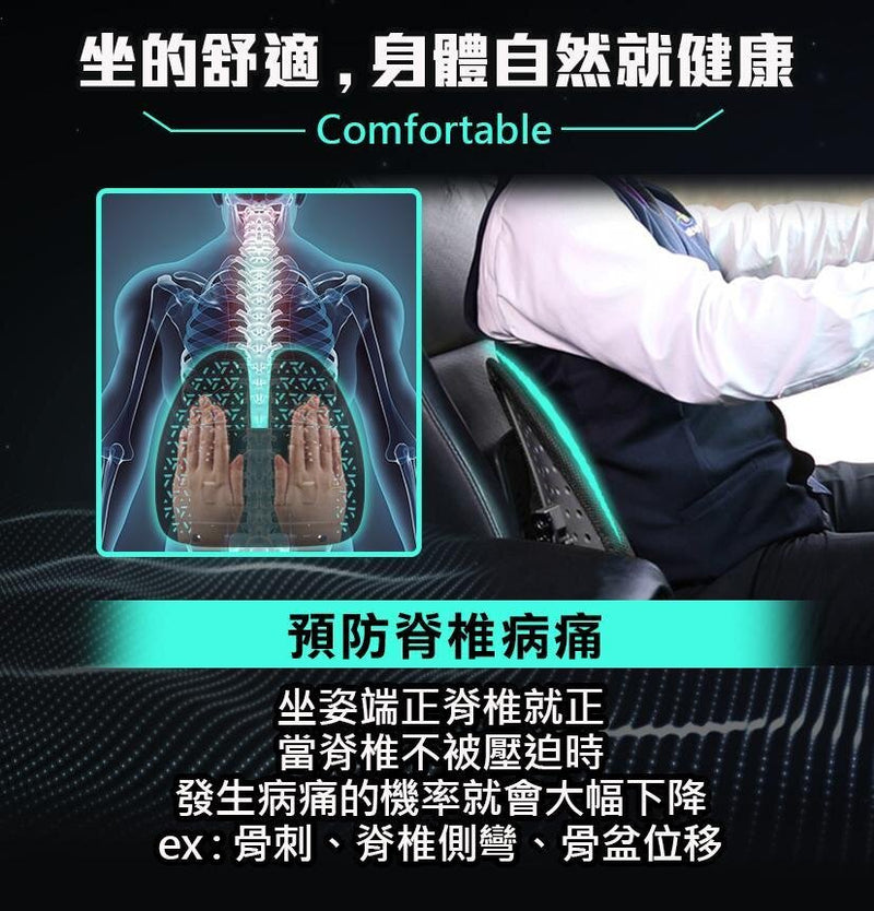 Future Lab - 7D Air Pressure Shock Absorbing Back Pad｜Posture Correction Chair Back｜Spine Protection 
