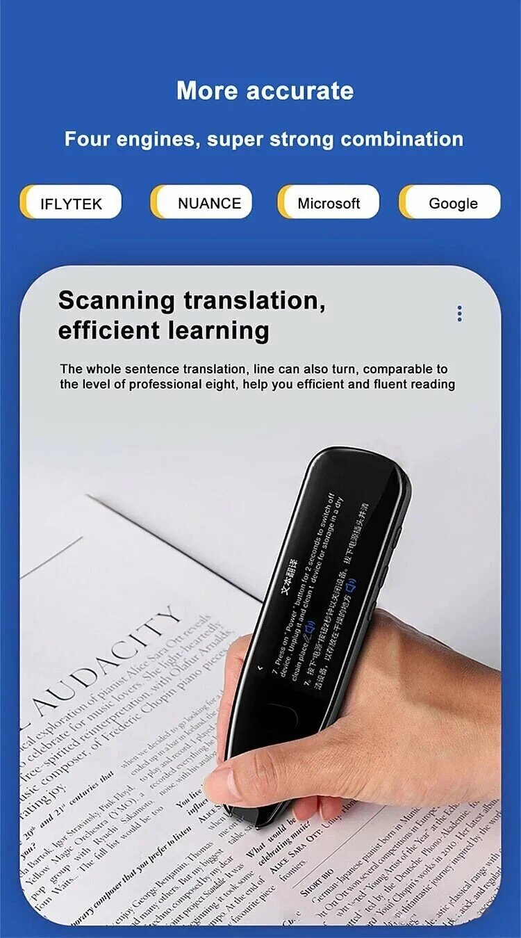 BlackLeaf - 3.5-inch large screen wireless translation pen | Learning translation pen | Translator BMD05